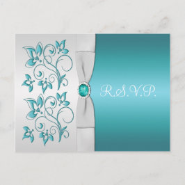 Aqua-Marine und Silver Floral UAWG Einladungspostkarte