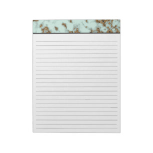 Aqua-Marmor mit Gold-Inlay-Linde 8.5x11 Notepad Notizblock