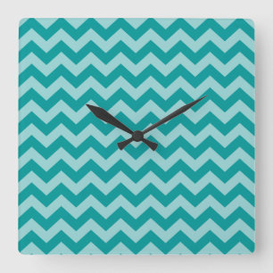 Aqua marokkanische Moods Chevrons Quadratische Wanduhr