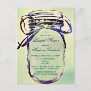 Aqua Mason Jar Invitation de la nuptiale douche PO