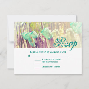 Aqua Mason Jars sur Fence Post Wedding Cartes RSVP