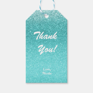 Aqua Meeresblauer Glitter Glanz Party Favor Glam Geschenkanhänger
