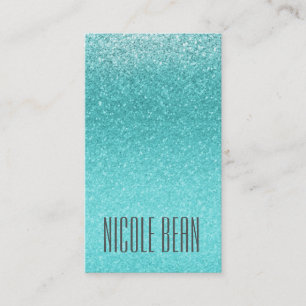 Aqua Meeresblauer Glitter Glanz Party Glam Elegant Visitenkarte