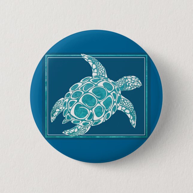 Aqua-Meeresschildkröte Button (Vorderseite)