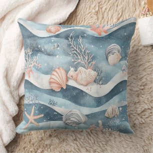 Aqua-Meeresseele-Korallen-Muster Kissen