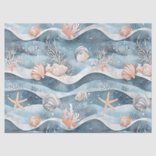 Aqua-Meeresseele-Korallen-Muster Seidenpapier
