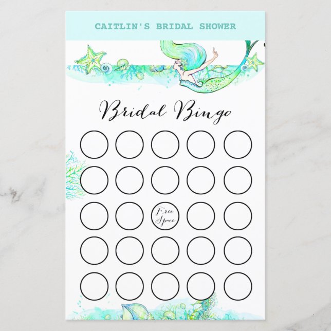 Aqua Mermaid Brautparty Game (Vorderseite)