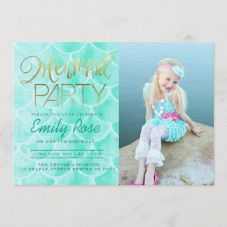 Aqua Mermaid Party | Unterhalb des Fotos Einladung