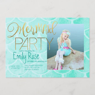 Aqua Mermaid Party | Unterhalb des Fotos Einladung