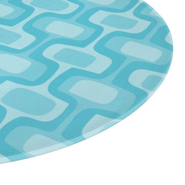 Aqua Mid Century Mod Retro Muster Schneidebrett (Ecke)