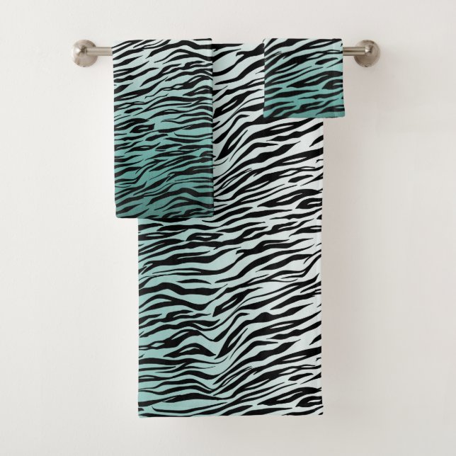 Aqua Mint Black Zebra Print Ombre (En situation)