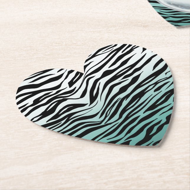 Aqua Mint Black Zebra Print Ombre Untersetzer (angewinkelt)