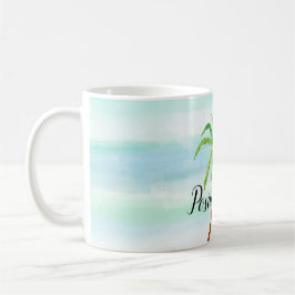 Aqua Mint Blaue Streifen Tropischer Palmenbaum Kaffeetasse