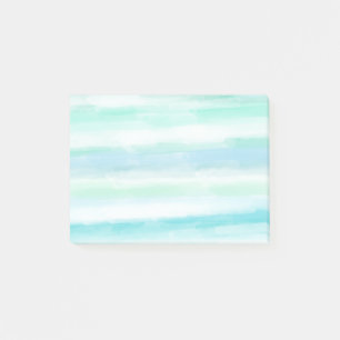 Aqua Mint Blue White Wassercolor Streifen Post-it Klebezettel