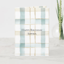 Aqua Mint Cream White Kariert Geburtstag Karte