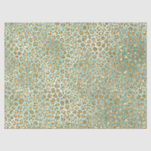 Aqua Mint Gold Glitz Glitzer Leopard      Seidenpapier