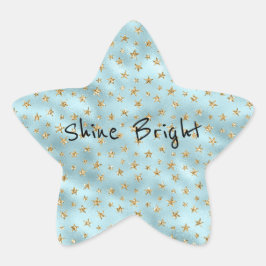 Aqua Mint Gold Glitzer Stars Stern-Aufkleber