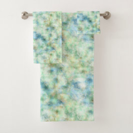 Aqua Mint Gold Marmor Abstrakt Badhandtuch Set
