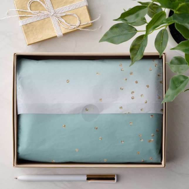 Aqua Mint Gold Sparkle Dots Christmas Seidenpapier (Geschenk)