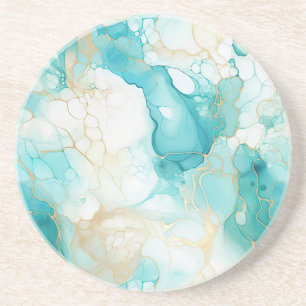 Aqua Mint Gold Weißer Marmor Getränkeuntersetzer