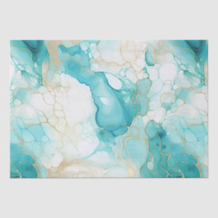 Aqua Mint Gold Weißer Marmor Seidenpapier