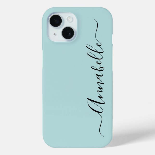 Aqua Mint Green Personalized Name Case-Mate iPhone Hülle (Rückseite)