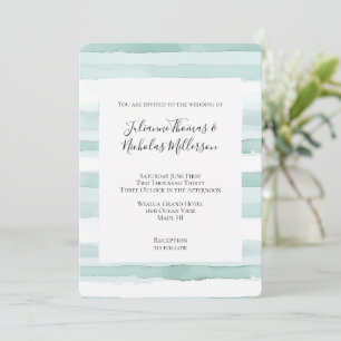 Aqua Mint Stripes Wedding Einladung