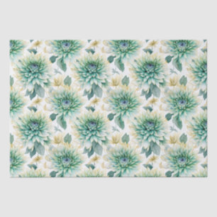 Aqua Mint White Floral Wedding Seidenpapier