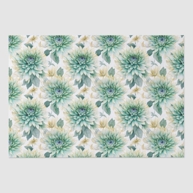 Aqua Mint White Floral Wedding Seidenpapier (Vorderseite)