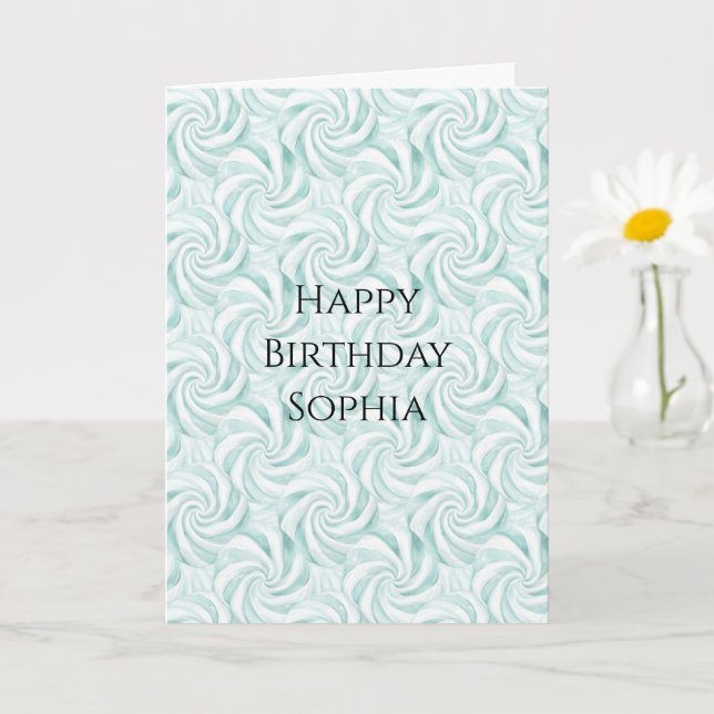 Aqua Mint White Wirbel Geburtstag Karte (Kleine Pflanze)