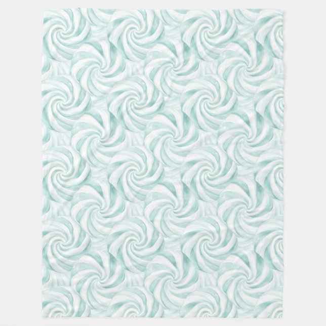 Aqua Mint White Wirbel Weihnachten Fleecedecke (Vorderseite)