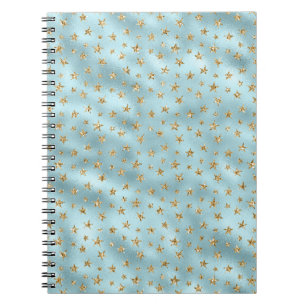 Aqua Minze Gold Glitzer Stars Notizblock