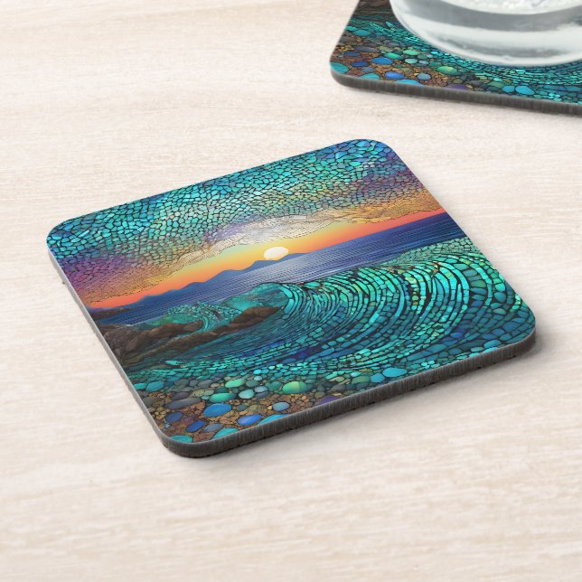 Aqua Mirage Seascape Getränkeuntersetzer (Linke Seite)