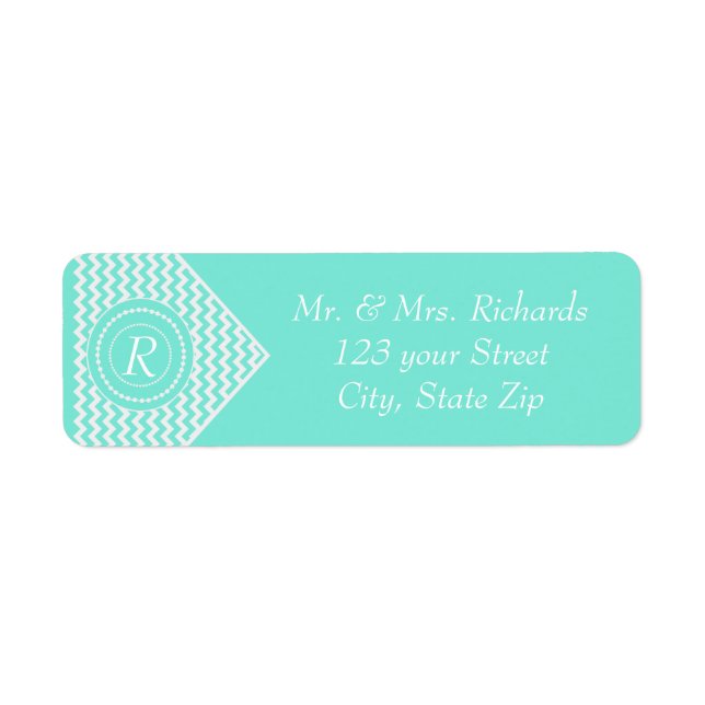 Aqua Mit Monogramm Zickzack (Vorne)