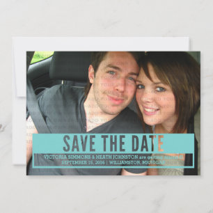 Aqua Modern Cut Out Save the Date einladen Einladung