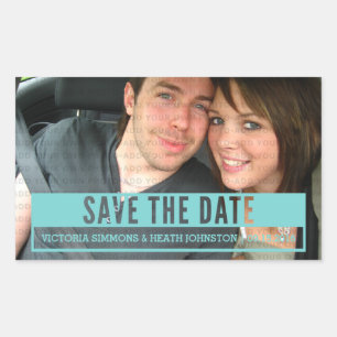 Aqua Modern Cut Out Save the Date Stickers