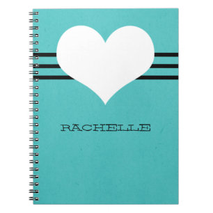Aqua Modern Heart Notebook Notizblock