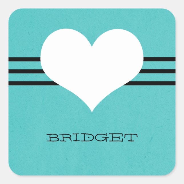 Aqua Modern Heart Stickers (Vorderseite)