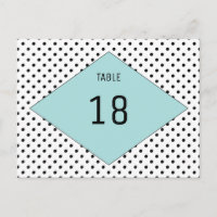 Aqua Modern Polka Dots Tischnummer Postkarte