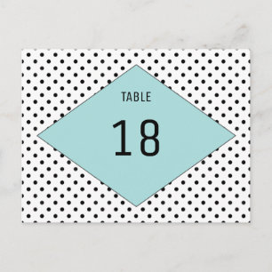 Aqua Modern Polka Dots Tischnummer Postkarte