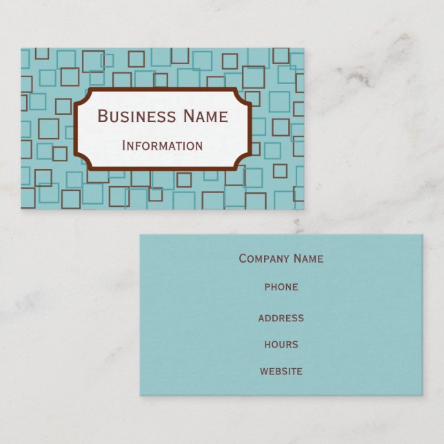 Aqua Modern Square Business Card Visitenkarte (Vorne/Hinten)