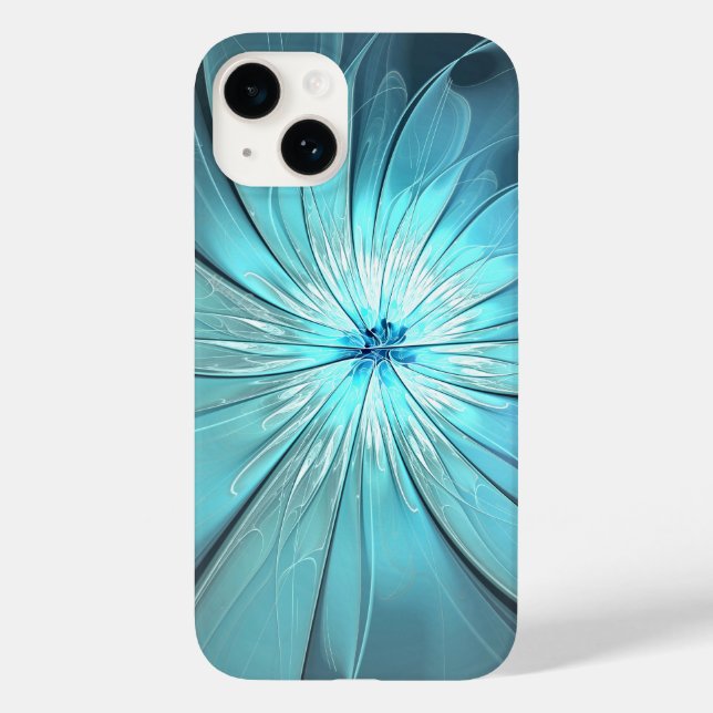 Aqua Moderner Blumenhandyhülle Case-Mate iPhone 14 Hülle (Rückseite)