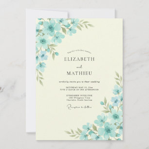 Aqua Mohn Creme Hochzeit Einladung