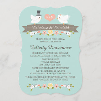 Aqua Monogram Inséparables Invitation à la douche 