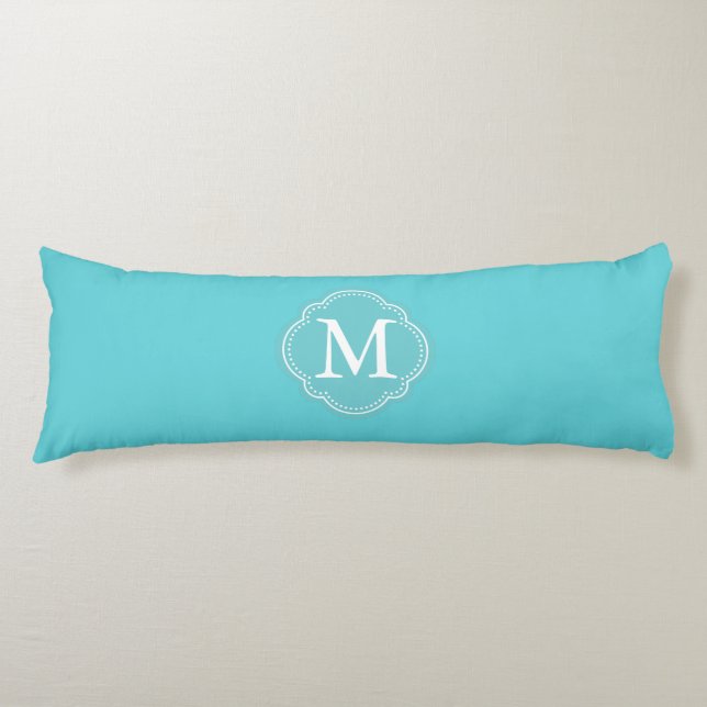 Aqua-Monogramm-Körper Seitenschläferkissen (Vorderseite)