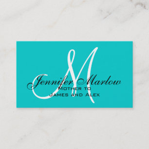 Aqua-Monogramm-Mama-Visitenkarte Telefonnummerkarte