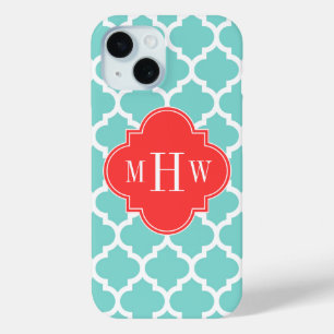Aqua Moroccan #5 Korallenrot 3 Initiale Monogramm Case-Mate iPhone Hülle