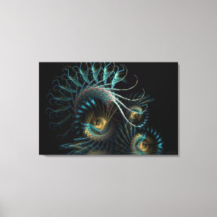 Aqua-Muschel-Strudel-Fraktal-Kunst eingewickelte Leinwanddruck