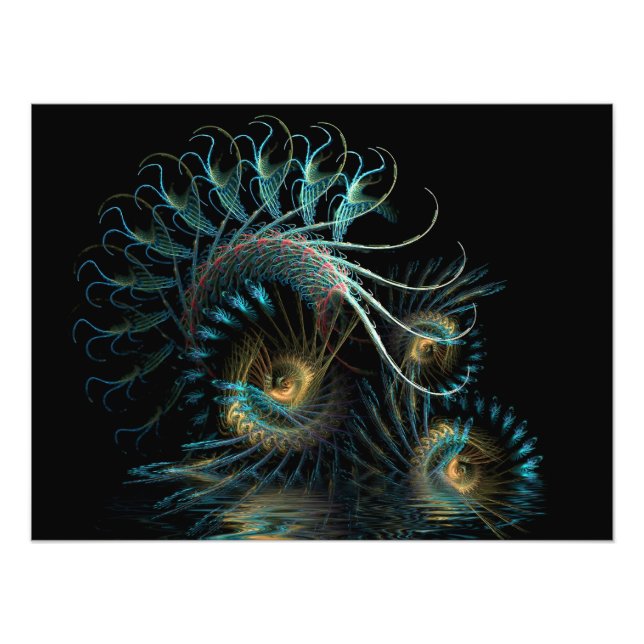 Aqua Muschel Swirl Fraktal Art Foto (Vorne)
