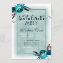 Aqua & Navy Blue Junggeselinnen-Abschied Einladung